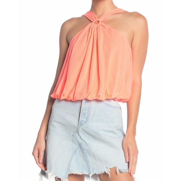 Free People Tops - Free People coral halter tank top size Large NWT